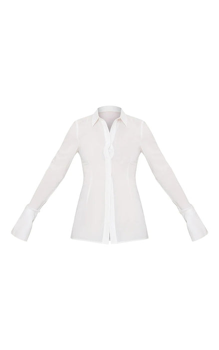 Trend See through Sexy Collared Slim-Fit Long Sleeve Brand Shirt