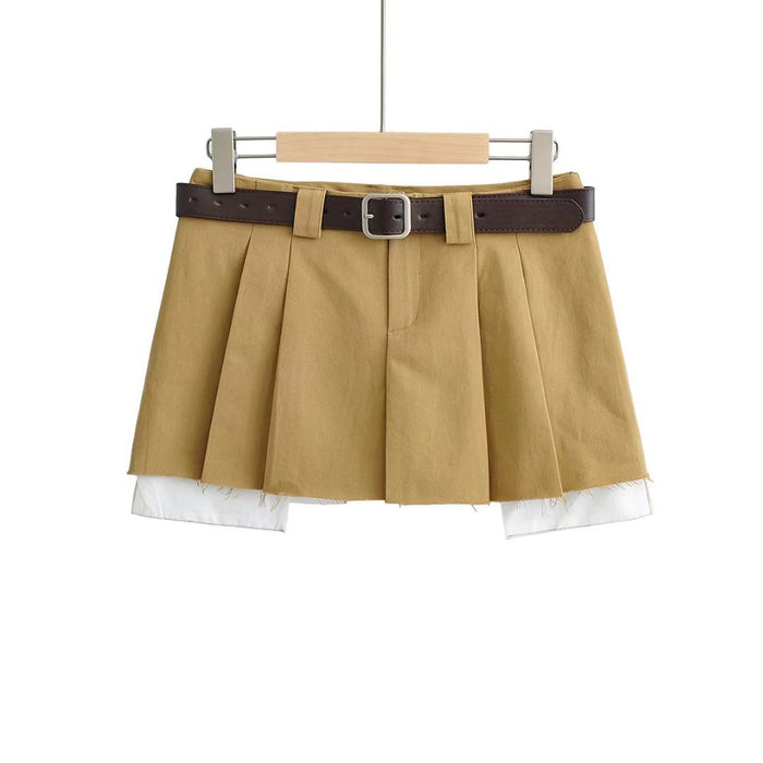 Sexy Short Skirt Women Summer Preppy Frayed Pleated Skirt Sexy A line Skirt