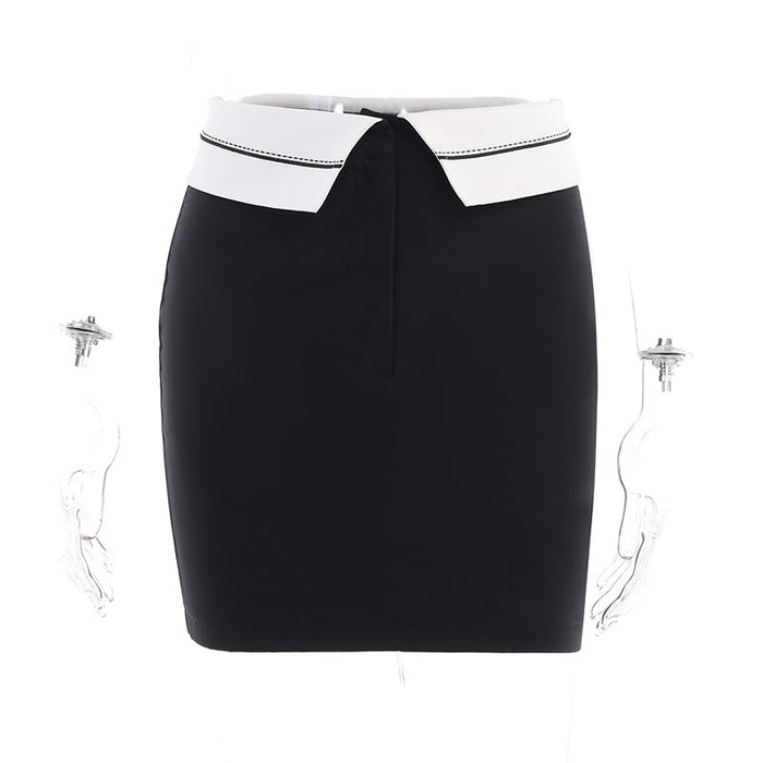 Summer Harajuku Slim Fit Fashionable All Match Skirt Design Contrast Color Waist Head Skirt for Women