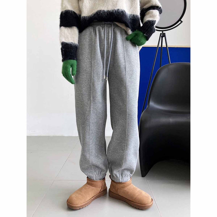 Fleece lined Thickened Casual Sweatpants Women Autumn Winter Outdoor Sports Pants Ankle Tied Harem Pants