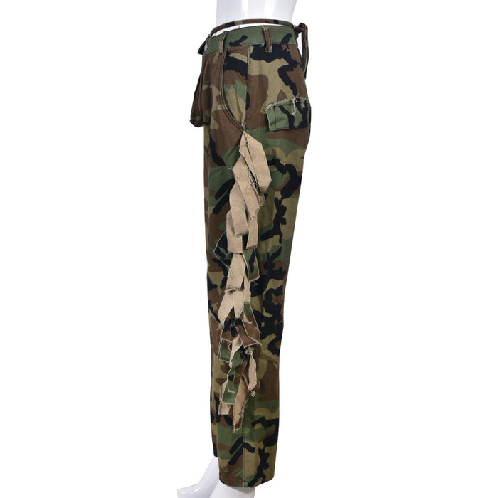 Autumn Winter Wansheng Camouflage Personality Tassel Pocket Casual Pants