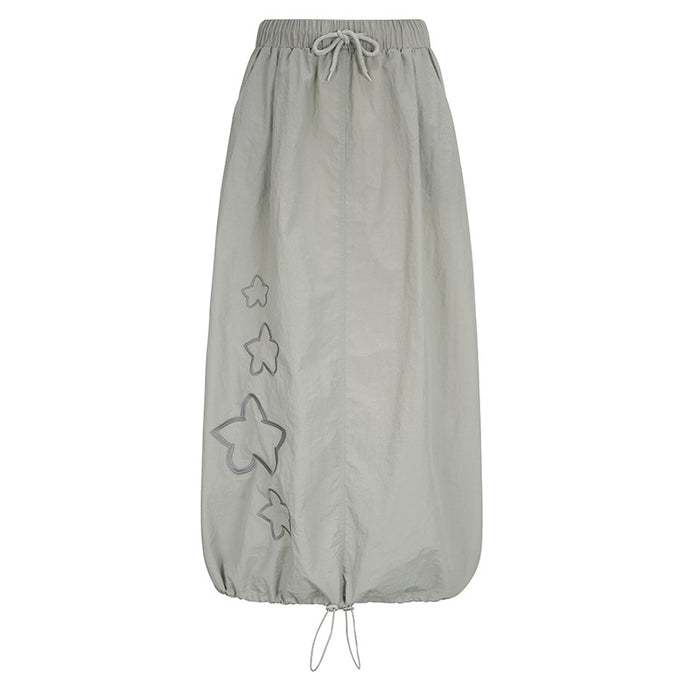 Five Pointed Star Printed Woven Skirt Street Shooting Drawstring High Waist Casual Skirt