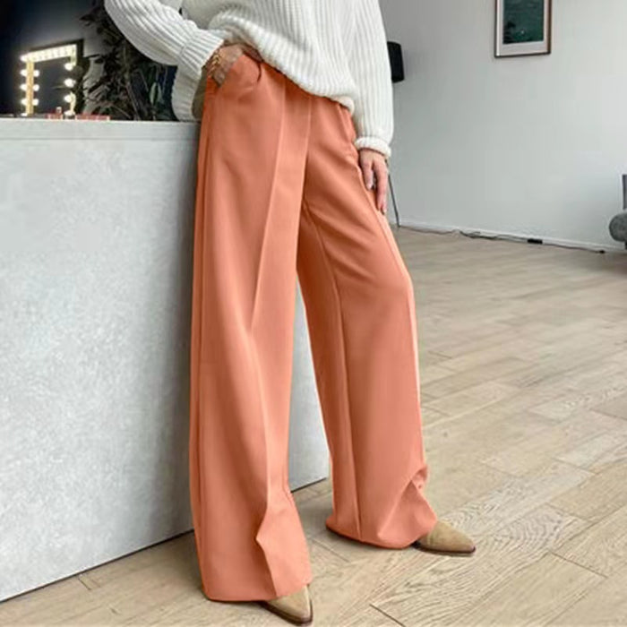 Spring Autumn   Office Work Pant Women  Casual High Waist Figure Flattering Straight Leg Pants