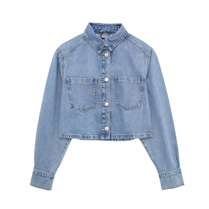 Summer Women  Short Denim Jacket Coat Mid Length Skirt Set