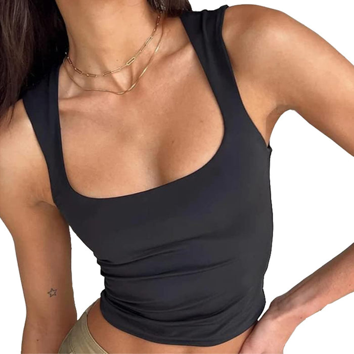 Summer Solid Color Slim Fit Tank Top Sleeveless Casual Short Sling Women Clothing