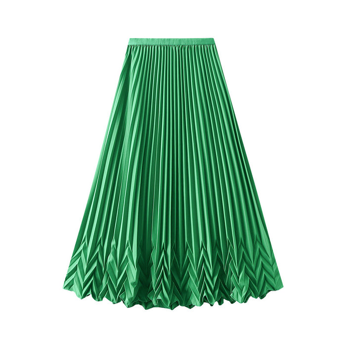 High Grade Water Ripple Pleated Pleated Skirt Women Summer Swing Slimming Drape Midi A line Skirt