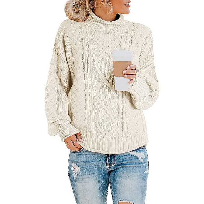 Autumn Winter Knitwear Women Clothing Thick Thread Half Turtleneck Pullover Women