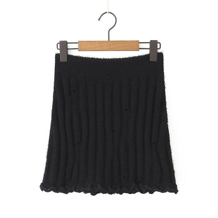 Autumn Two Color Handmade Rope Large Collared Sweater Rope Knitted Overskirt Sets