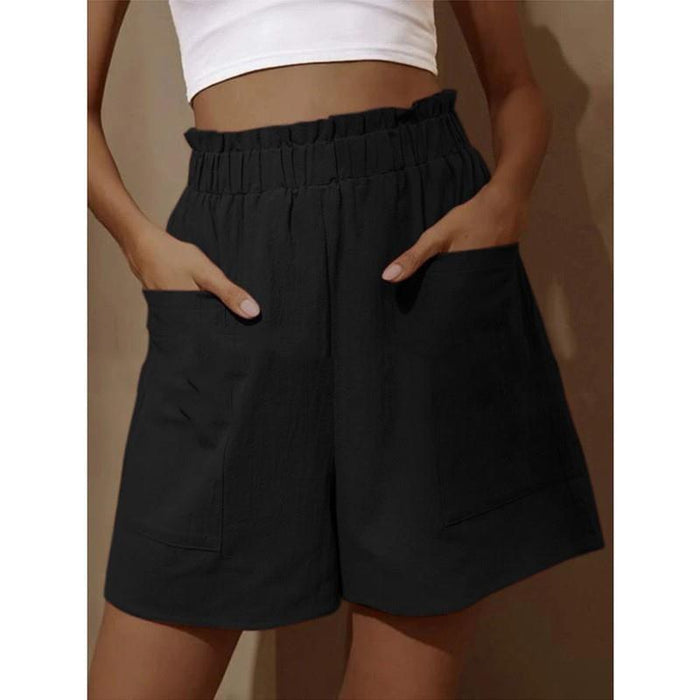 Summer Cotton Linen Outerwear Bud High Waist Shorts Wide Legs Casual Pants