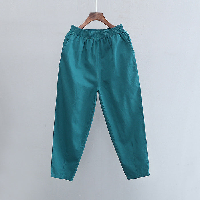 Cotton Linen Women Clothing Spring Summer Artistic Cotton Linen Casual Pants Linen All Matching Slimming Cropped Pants Baggy Pants