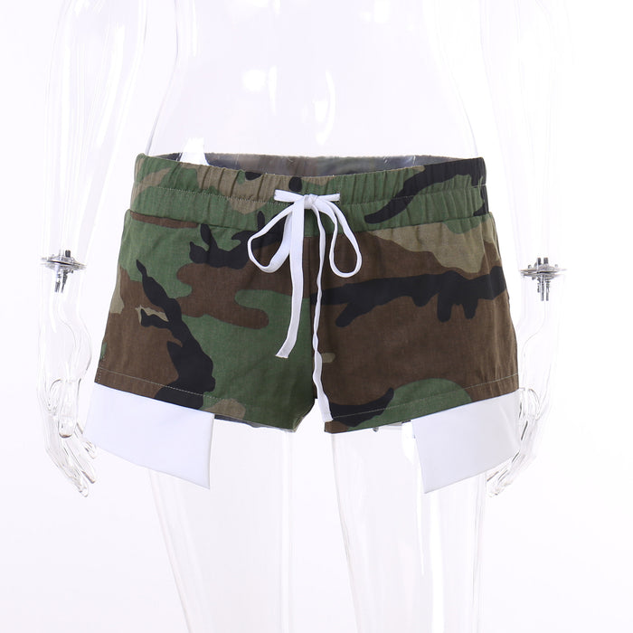 High Waist Lace up Camouflage Sexy Super Short Shorts Summer Fashionable All Match Casual Pants for Women