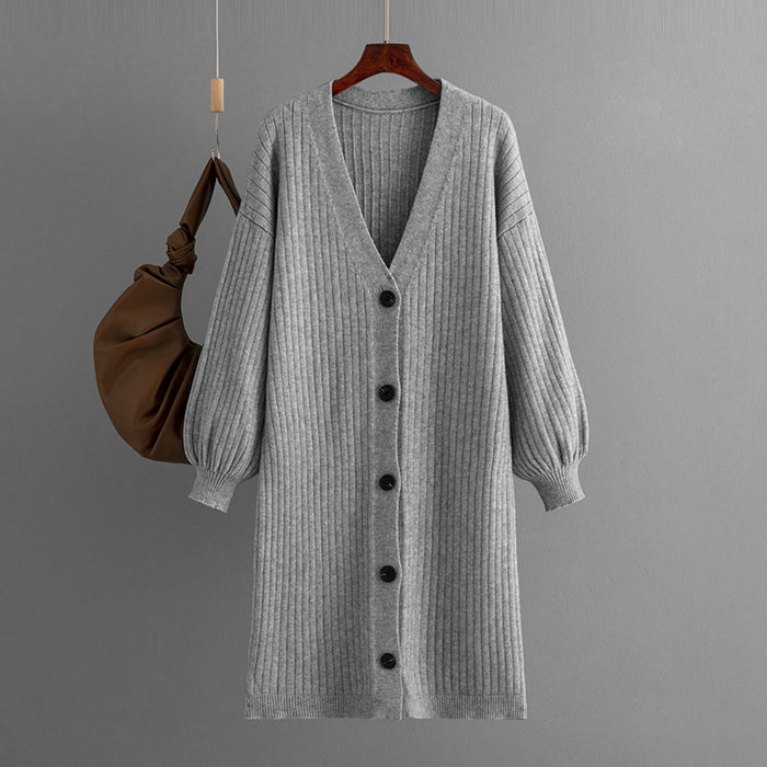 Sweater Coat Cardigan Women Thickened Outer Wear Autumn Winter Lazy Knitwear Loose Mid Length