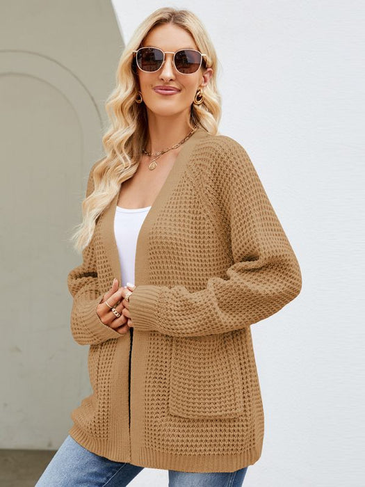 Knitted Sweater Coat Women Autumn Winter Retro Design Mid Length Knitted Sweater Cardigan