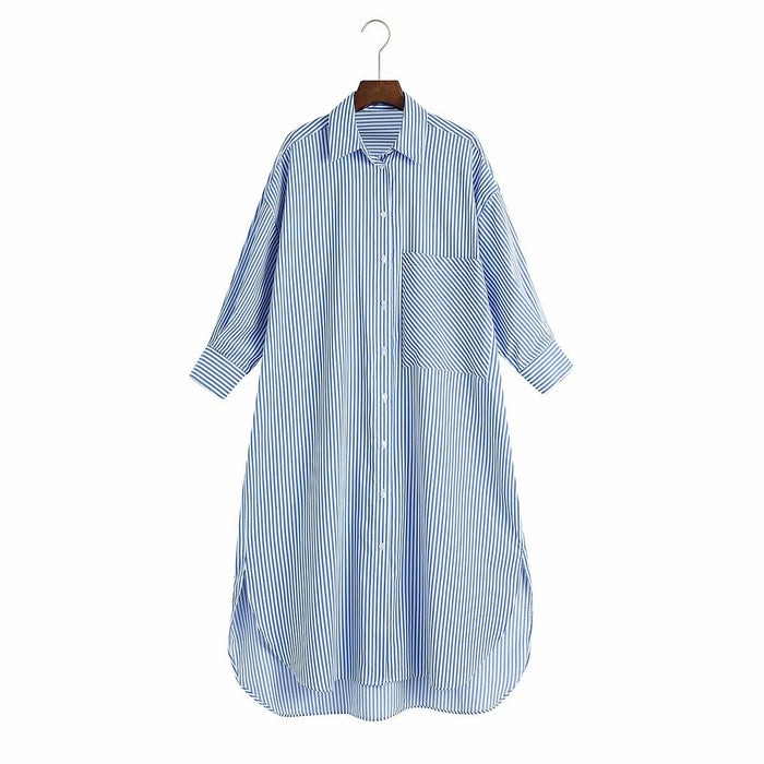 Spring Women Clothing Street Loose Casual Shirt Dress