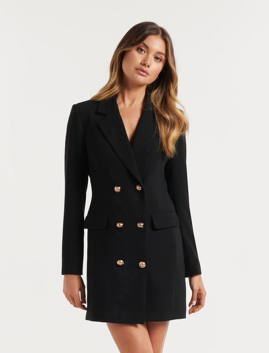 Slim Solid Color Casual Double Breasted Mid-Length Blazer Coat Dress