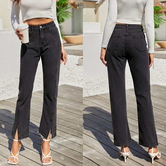 Slim Fit Slit Dark Gray Jeans