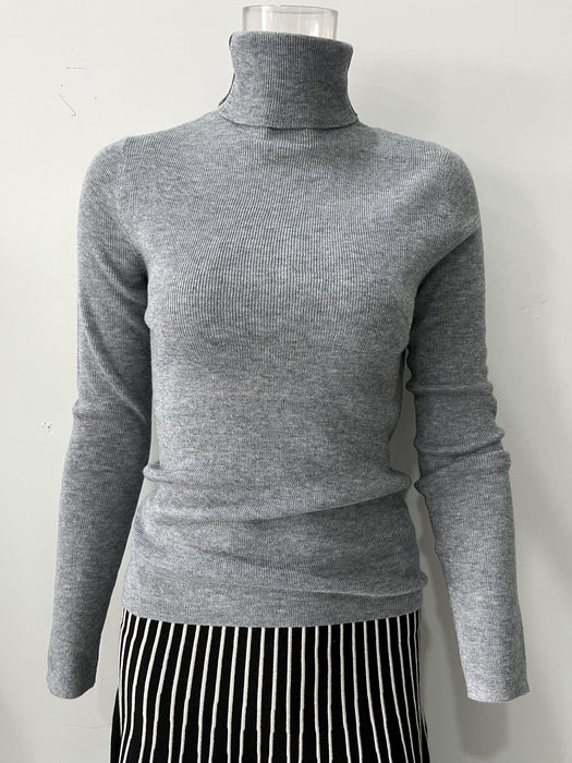 Autumn Winter Heap Collar Long Sleeves Wool Blended Stretch Slim Fit Pullover Knitting Sweater Bottoming Shirt