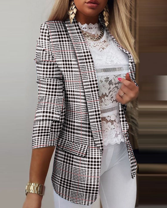 Autumn Winter Women Long-Sleeved Small Blazer New Tie-Dyed Office Professional Slim Fit Jacket Blazer