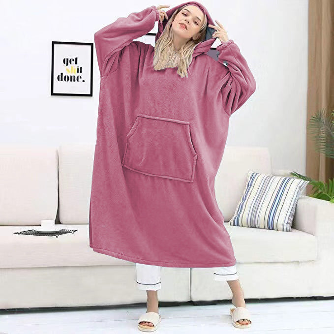 Couple Nightgown Double Sided Flannel Extended Hooded Pajamas Women Nightdress Pajamas Pajamas