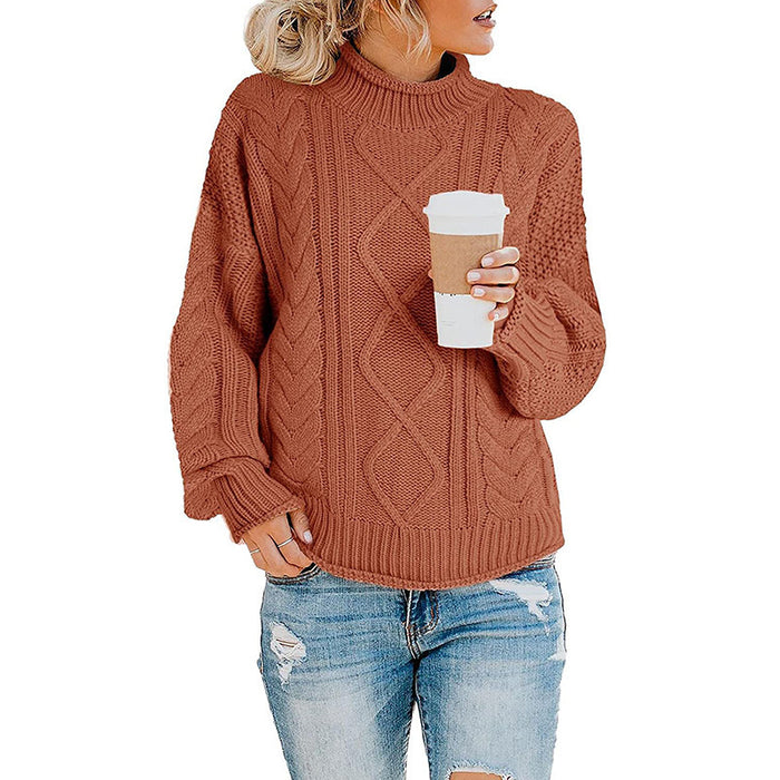 Autumn Winter Knitwear Women Clothing Thick Thread Half Turtleneck Pullover Women