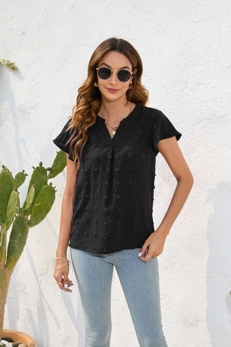 Spring Summer Women Clothing Loose Fitting Casual T shirt Women round Neck Short Sleeve Office Fur Ball Top