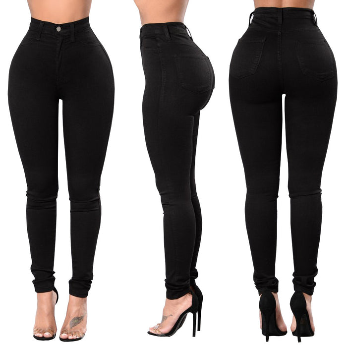 Spring Women  Wear High Waist High Elasticity Slim Fitting Ankle Tied Pen Holder Women Jeans