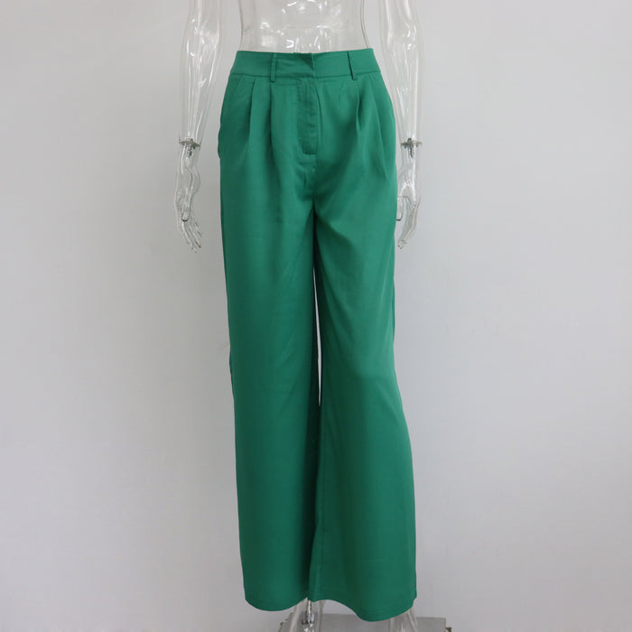 Spring Autumn   Office Work Pant Women  Casual High Waist Figure Flattering Straight Leg Pants