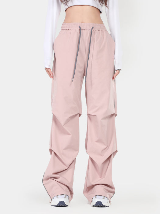 Oreeta Pants Mop Pants Women  Pink Pants Loose Casual Pants   Straight Pleated Paratrooper Pants