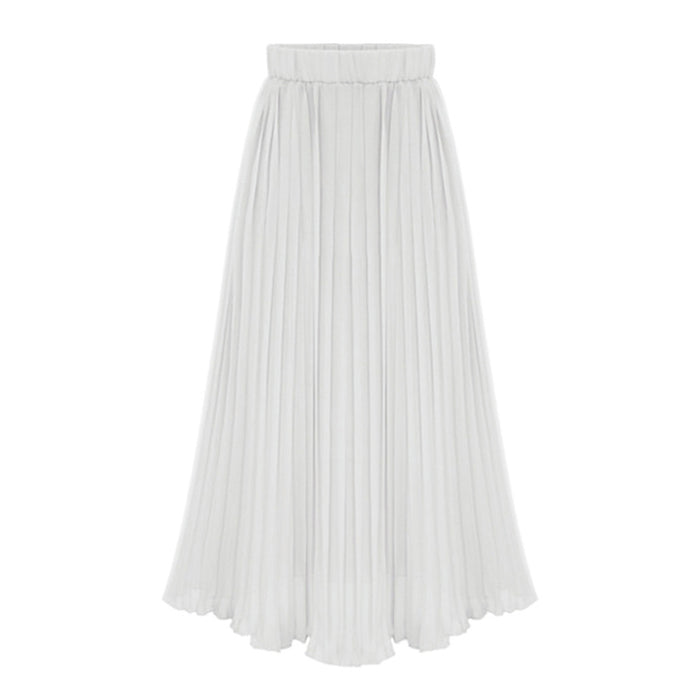 Casual Solid Color All-Matching Waist Chiffon Skirt Autumn Winter A- line Skirt Pleated Skirt