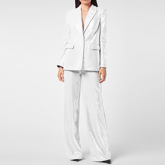 Women  Bling Bling Sequ Shiny Elegant Women  Work Pant Suit