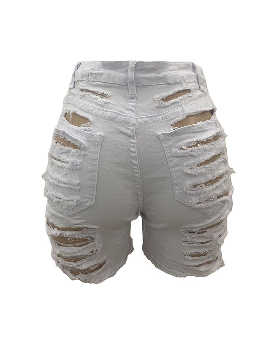 High Elastic Worn Ripped Jeans Denim Shorts Women