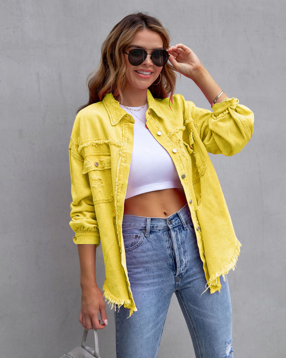 Arrival Multicolor MidLength Ripped Loose Denim Jacket Women Jacket Women