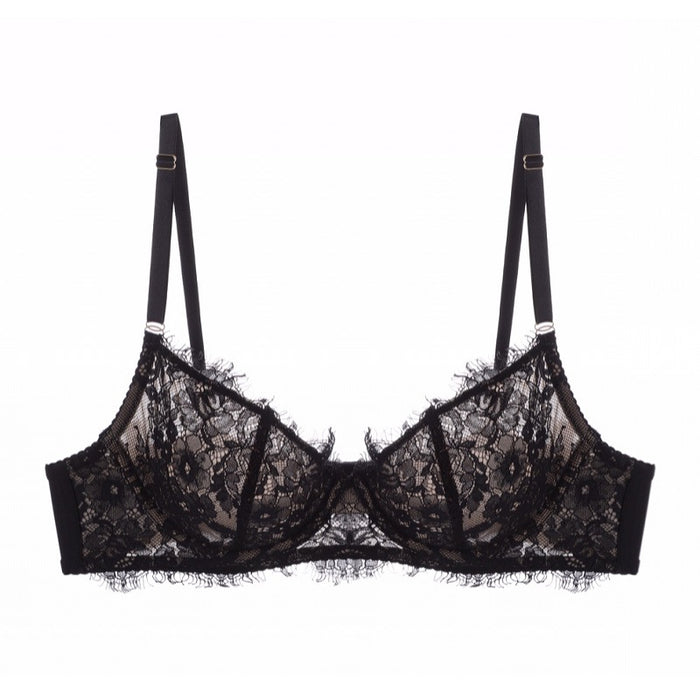 European French Eyelash Lace Sexy Lingerie Women Breathable Bra Set