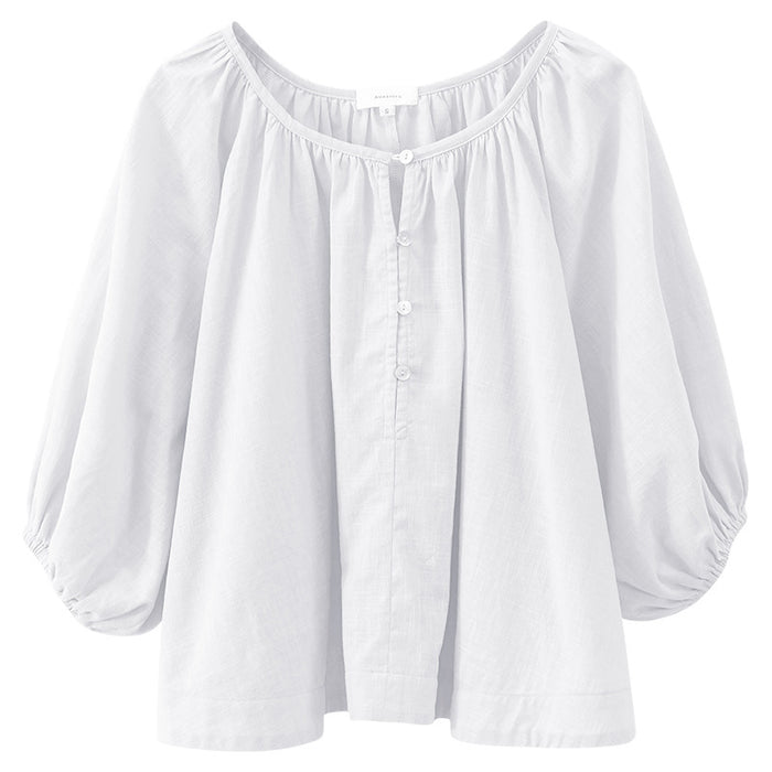 Cotton Linen T shirt Summer Loose Lantern Sleeve Blouse Niche Bamboo Texture Half Sleeve Shirt