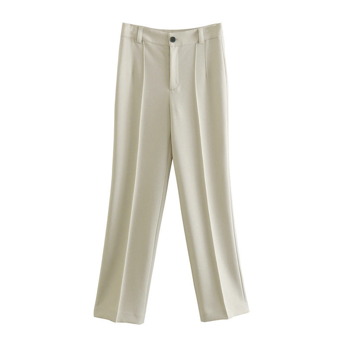 Women Clothing Spring High Waist Work Pant Casual Office Straight-Leg Trousers