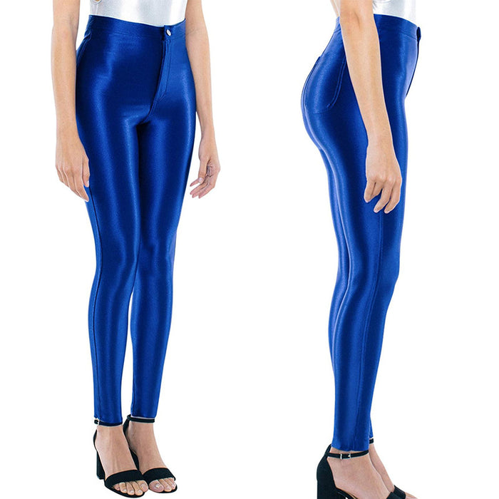 Metallic Coated Fabric Ladies Casual Leather Pants Shiny Patent Leather Body Shaping Belly Contraction Hip Lifting Pants Product Now