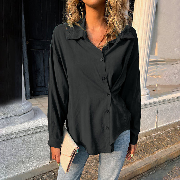 Women Clothing Shirt Summer Breasted Loose Long Sleeve plus Size Top for Women