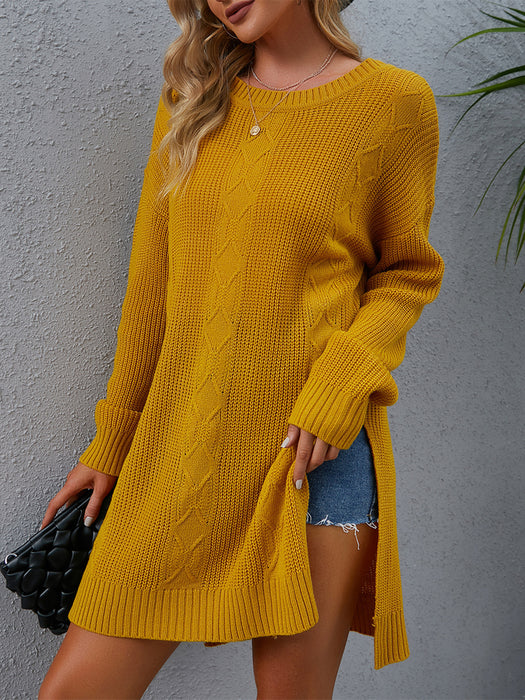 Autumn Winter Mid-Length Loose Split Pullover Sweater