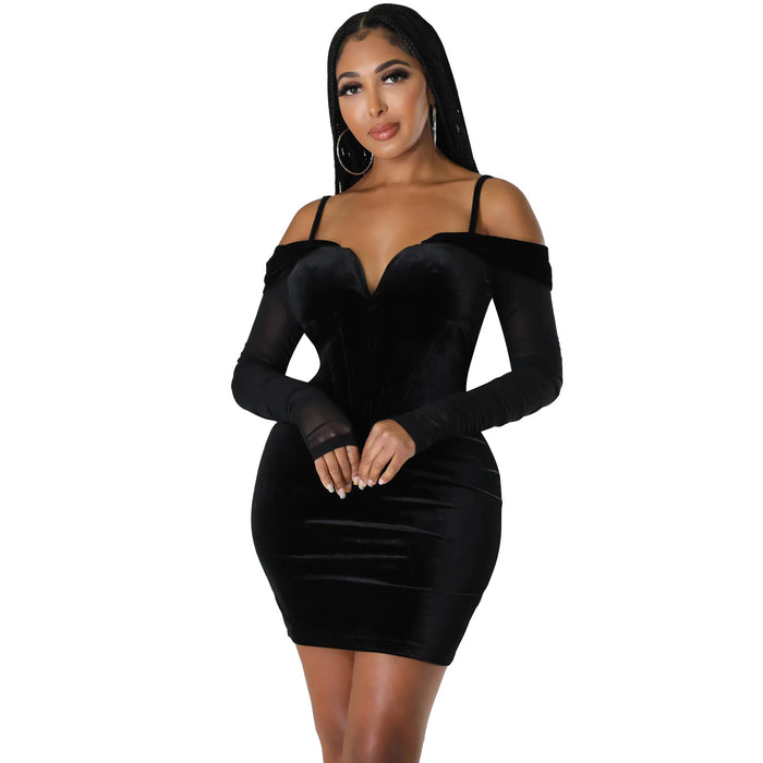 Autumn Winter Women Clothing Sexy Tight Mesh Long Sleeve Dress Women