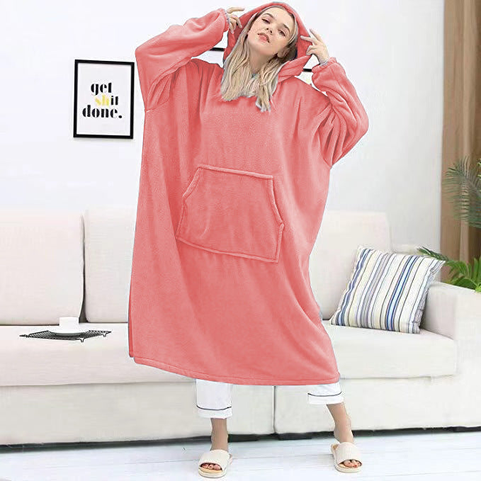 Couple Nightgown Double Sided Flannel Extended Hooded Pajamas Women Nightdress Pajamas Pajamas