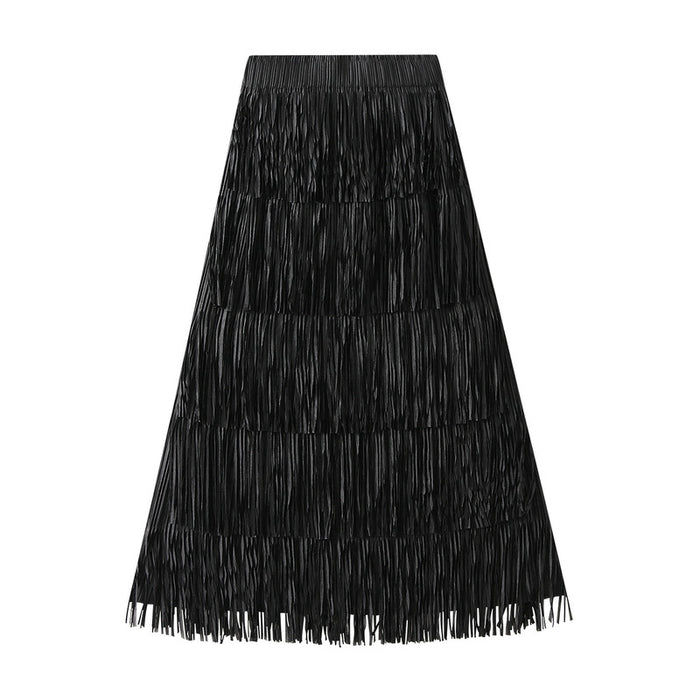 Summer High End Pleated Niche Tassle All-Matching Youthful Looking Slimming Skirt