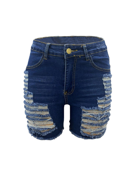 High Elastic Worn Ripped Jeans Denim Shorts Women