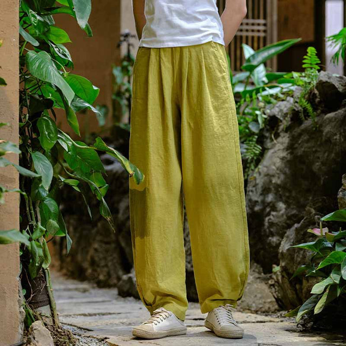 Cotton Linen Women Clothing Spring Summer Artistic Stone Washed Loose Cotton Linen Slimming Trousers Ladies Linen