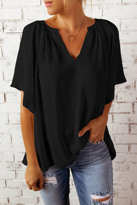 Spring Summer Summer New Loose Half Sleeve T-shirt Ladies V-neck Pullover Top