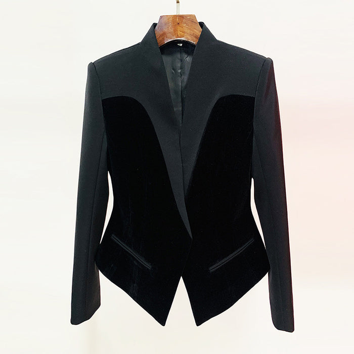 Autumn Winter Stars Slim Structure Profile Velvet Stitching Blazer