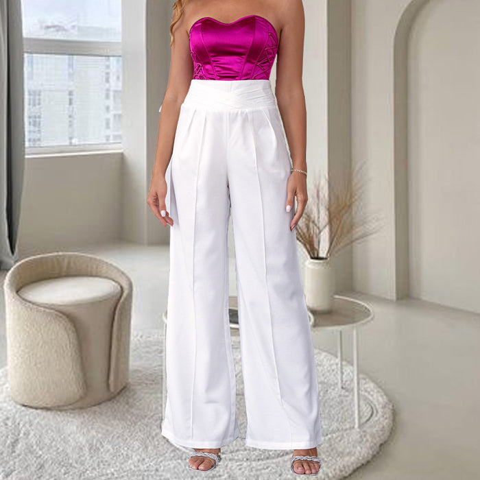 Autumn Winter High Grade White Work Pant All Match Wide Leg Pants Niche Casual High Waist Pants for Women