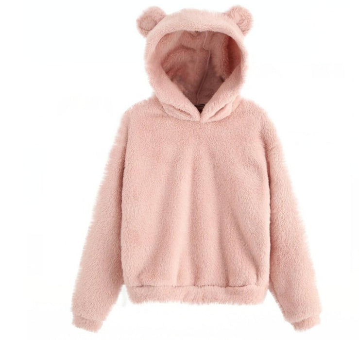 Autumn Winter Fluffy Rabbit Ears Hooded Warm Plus size