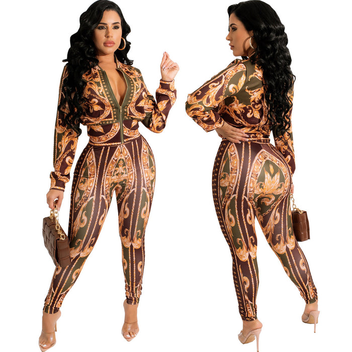 Platform Casual Digital Printing Suit Two-Piece Set