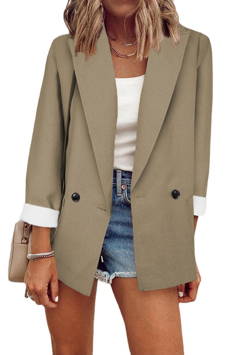 Solid Color Small Blazer Single Long Sleeve Spring Autumn Blazer