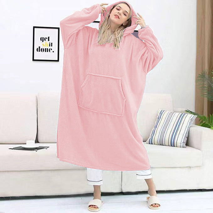 Couple Nightgown Double Sided Flannel Extended Hooded Pajamas Women Nightdress Pajamas Pajamas